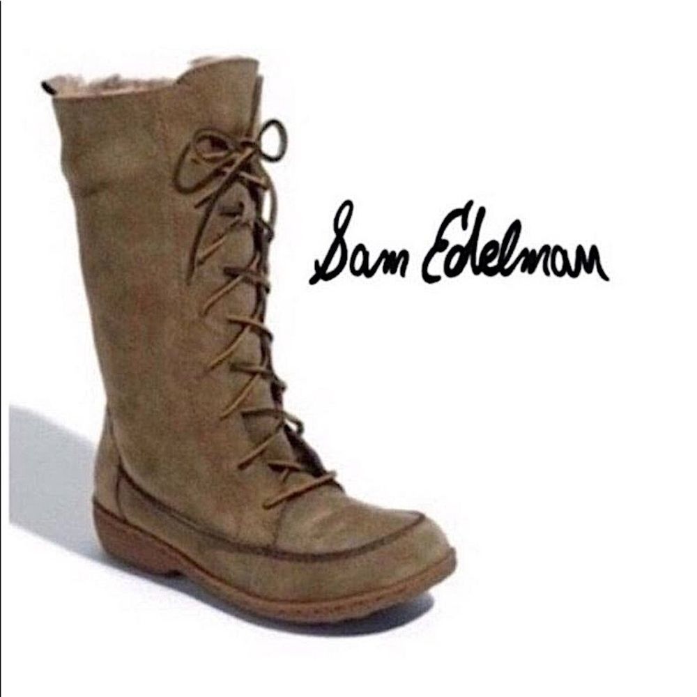 Sam Edelman Mateo Suede Mid Calf Lace-up boot sz 6